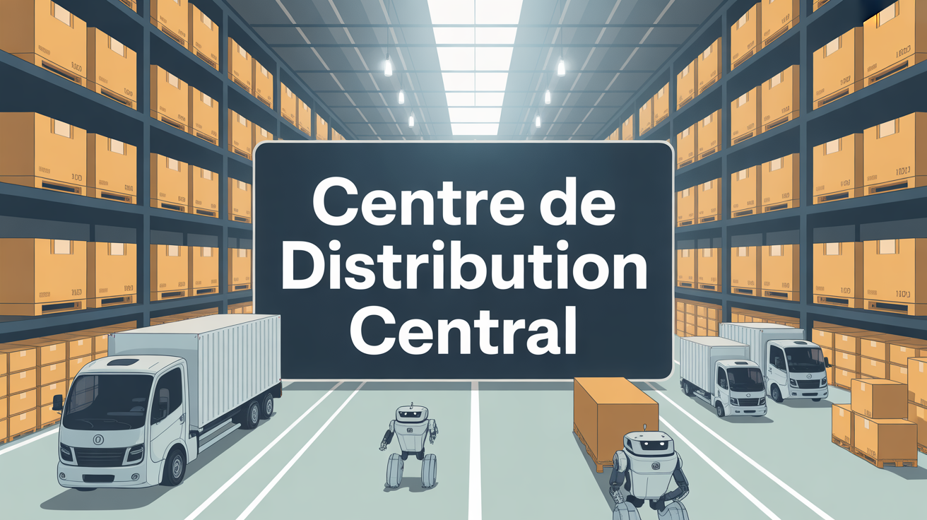 Vue grand entrepôt centre distribution central moderne