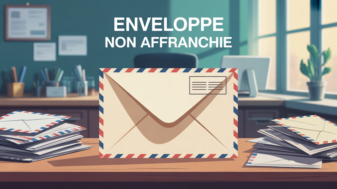 Illustration enveloppe non affranchie sur bureau moderne