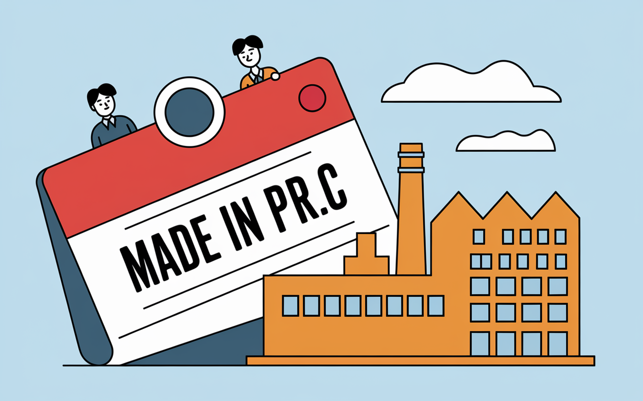 Gros plan étiquette Made in P.R.C sur produit