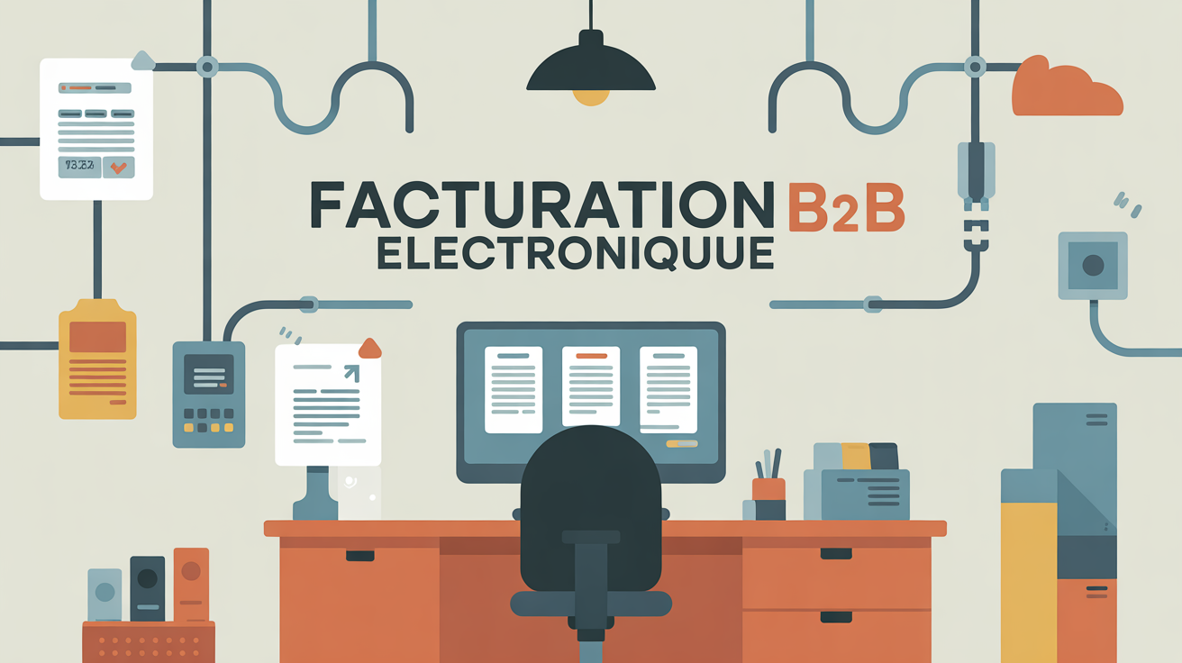 Illustration facturation électronique B2B bureau digital DGFiP