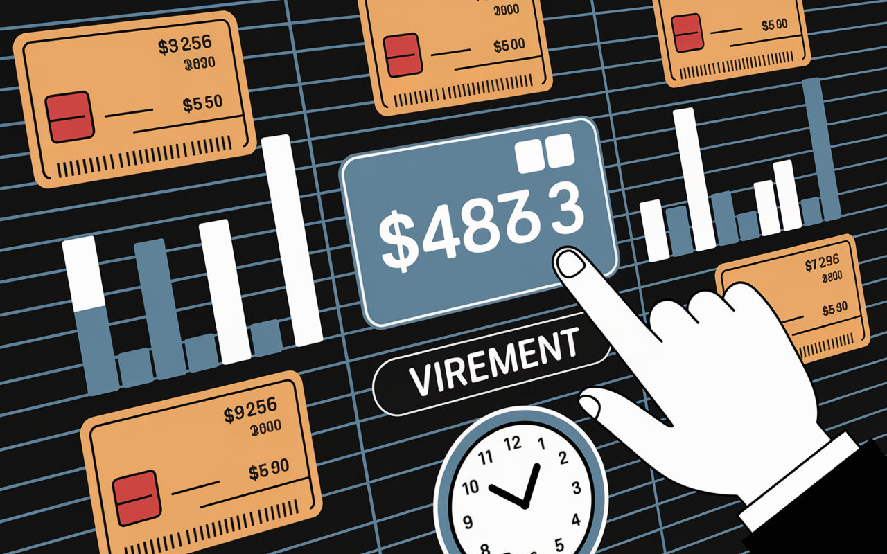 Tableau de bord banque en ligne operations courantes virement rapide