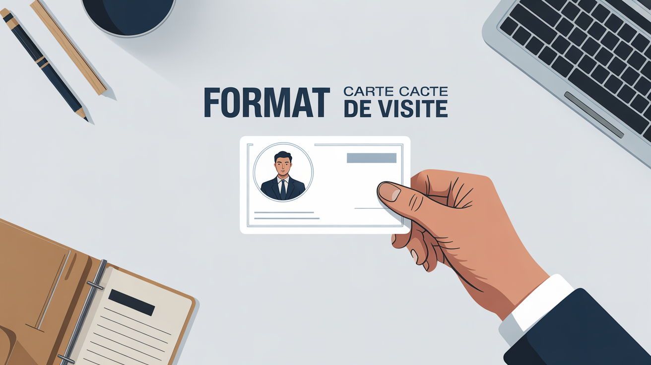 main stylisée tenant une carte de visite format standard