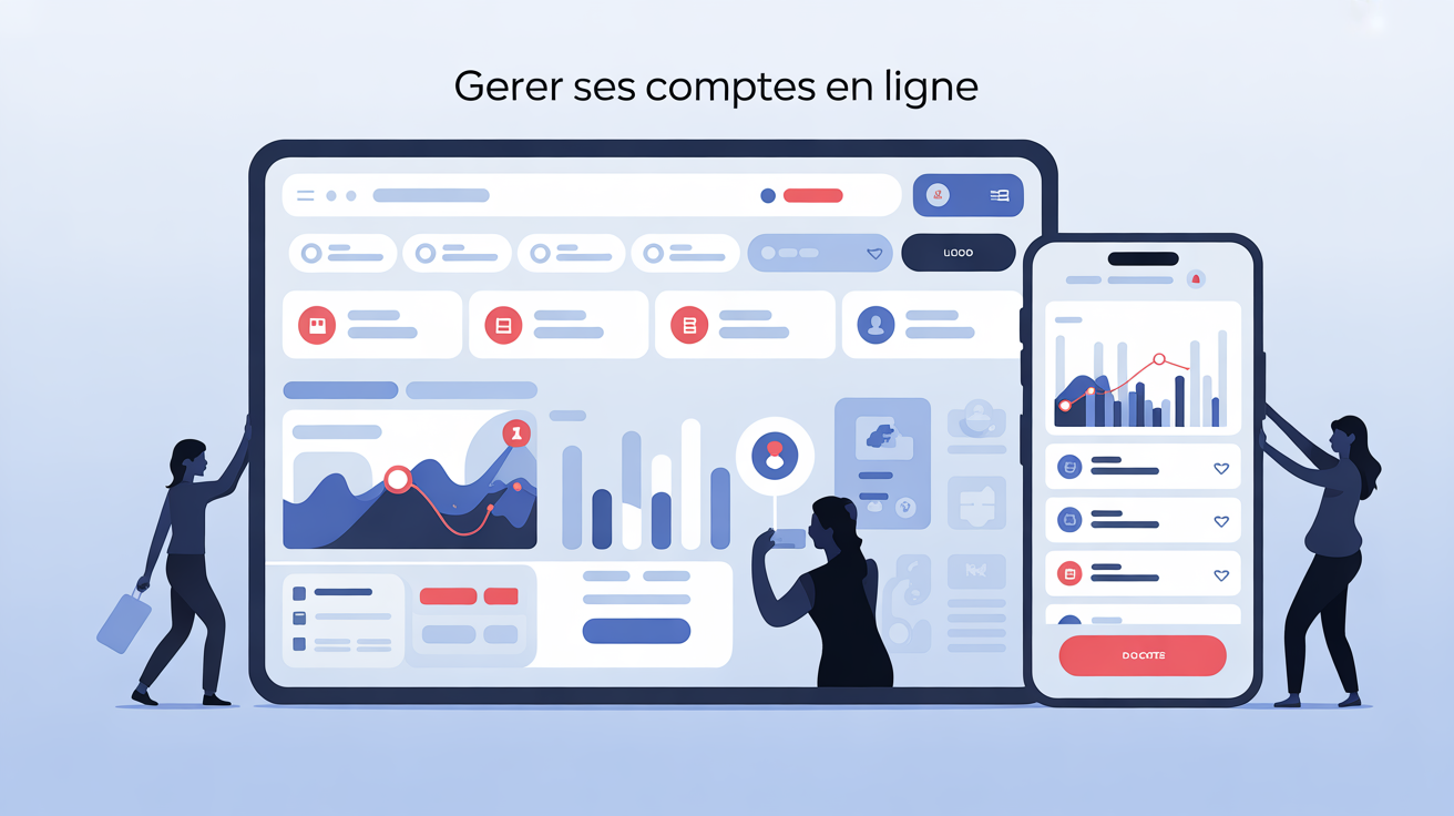 Gerer ses comptes en ligne ordinateur smartphone interface bancaire