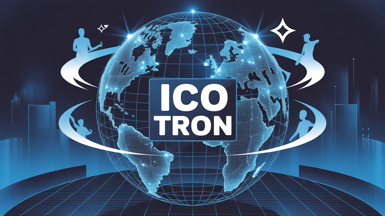 Illustration globe blockchain ICO TRON high-tech