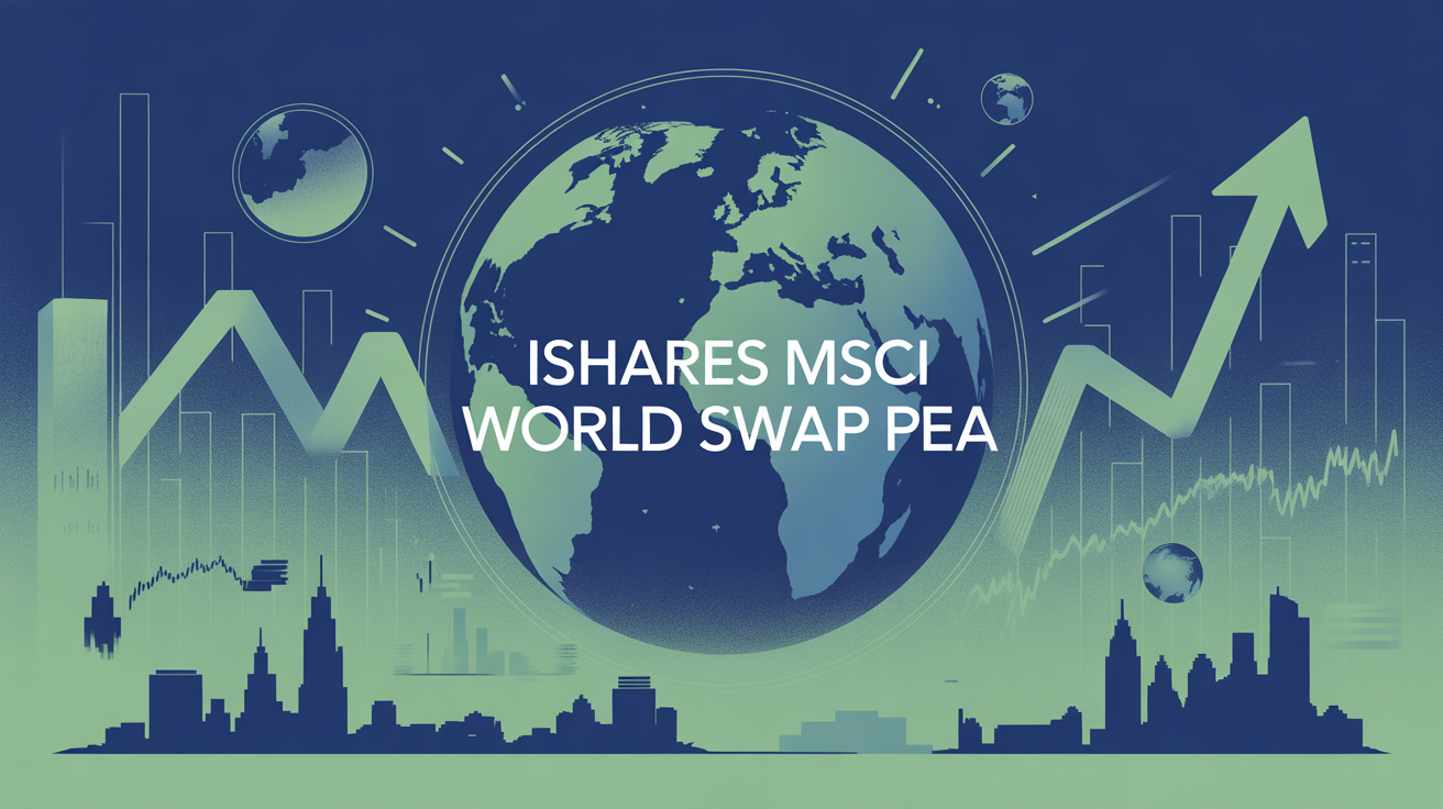 Globe stylisé avec finance internationale iShares MSCI World Swap PEA