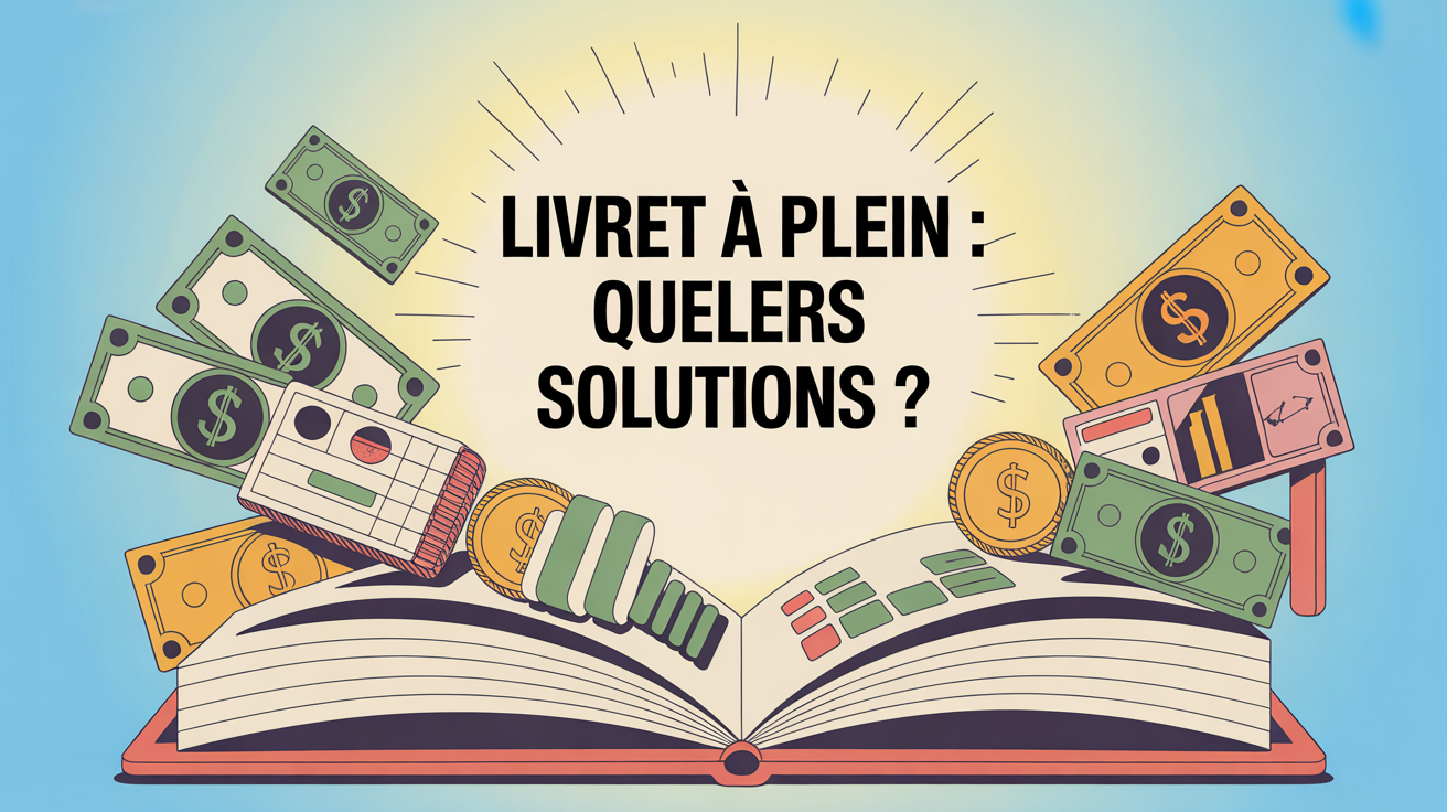 Illustration carnet epargne avec billets et graphiques Livret A plein