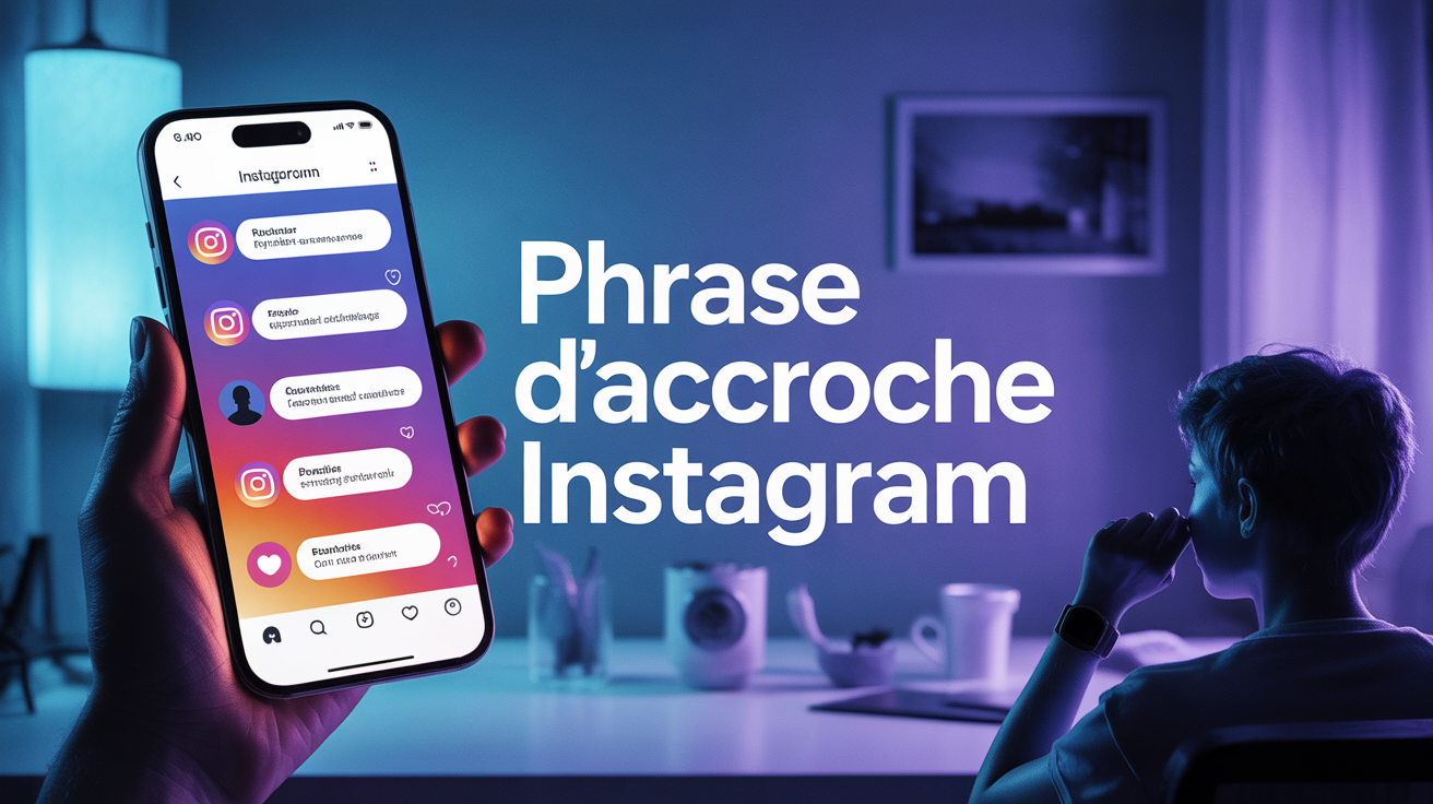 Visuel phrase d'accroche Instagram avec notifications et réactions