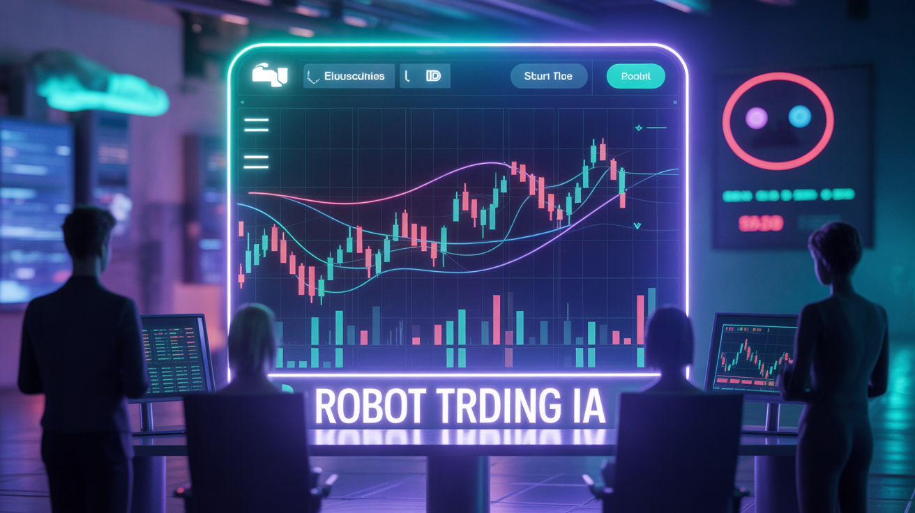 robot trading IA interface plateforme trading avec graphiques
