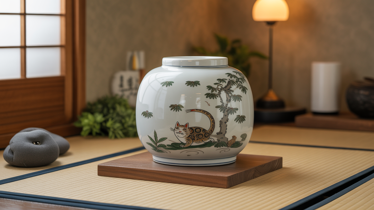 Grande tirelire japonaise blanche bois motifs zen pièces billets