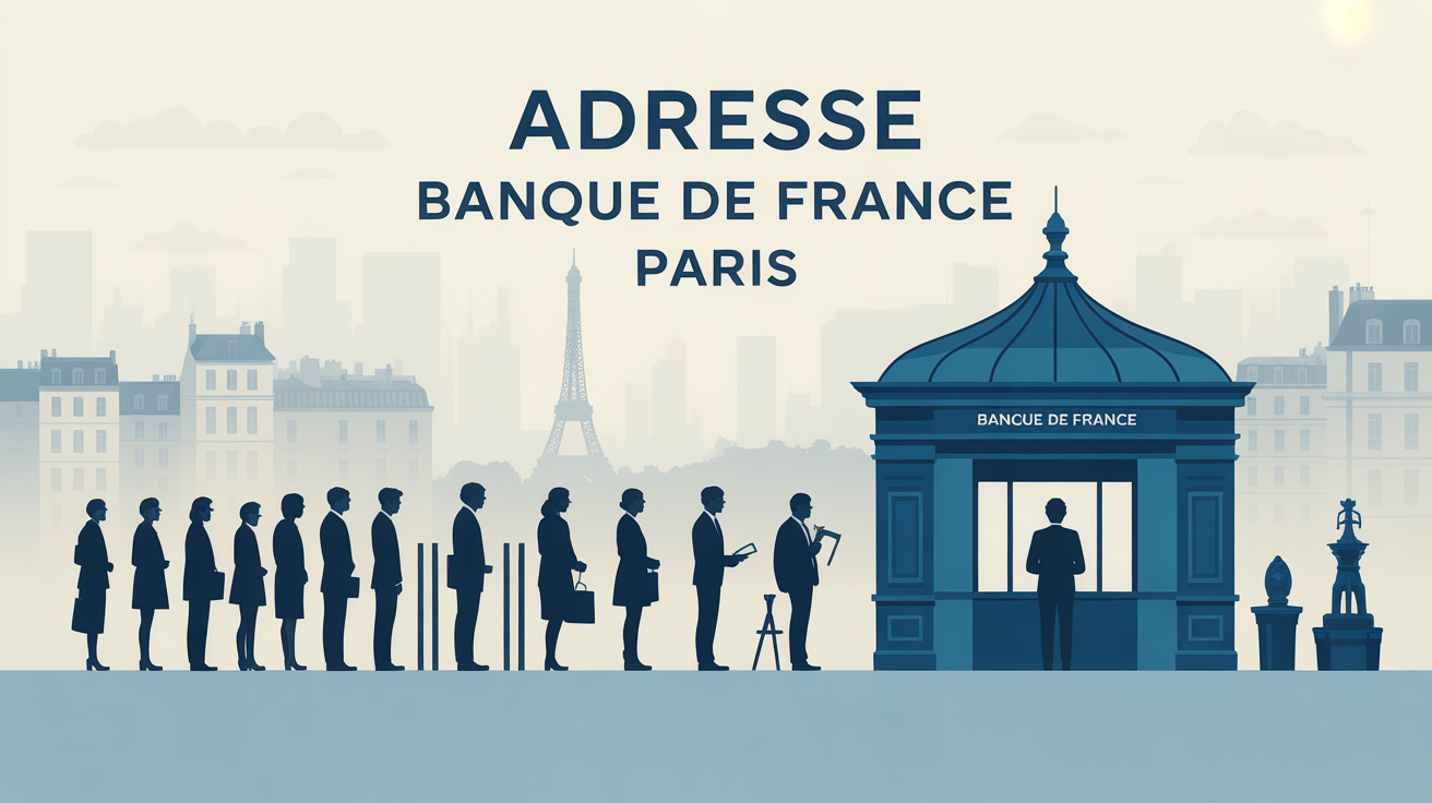 adresse Banque de France Paris bâtiment file d'attente devant guichet