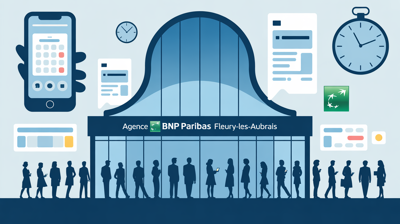 Facade agence BNP Paribas Fleury-les-Aubrais avec horaires et services