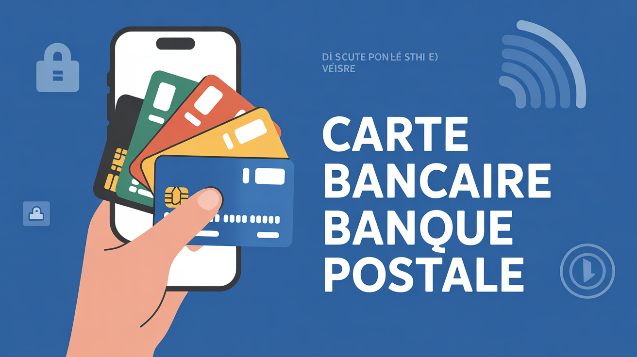 carte bancaire banque postale illustration main smartphone securite