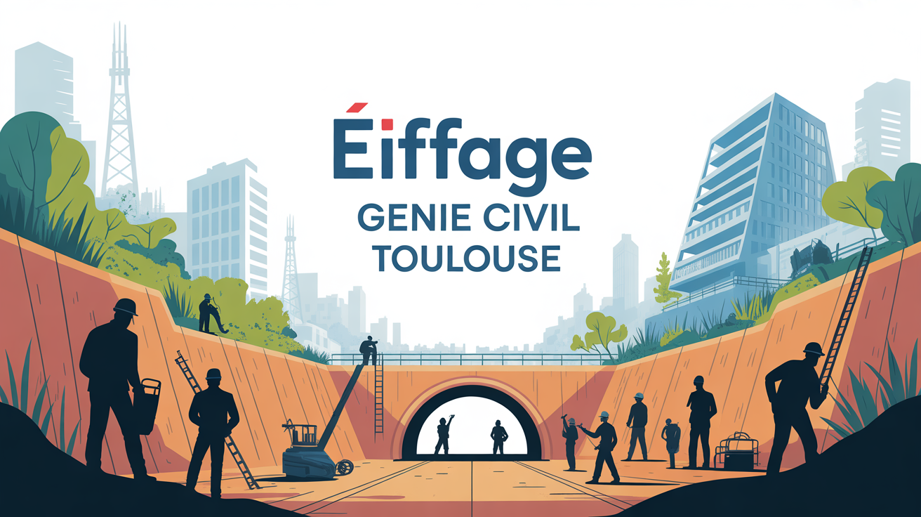 Chantier urbain stylisé Eiffage Génie Civil Toulouse bas carbone