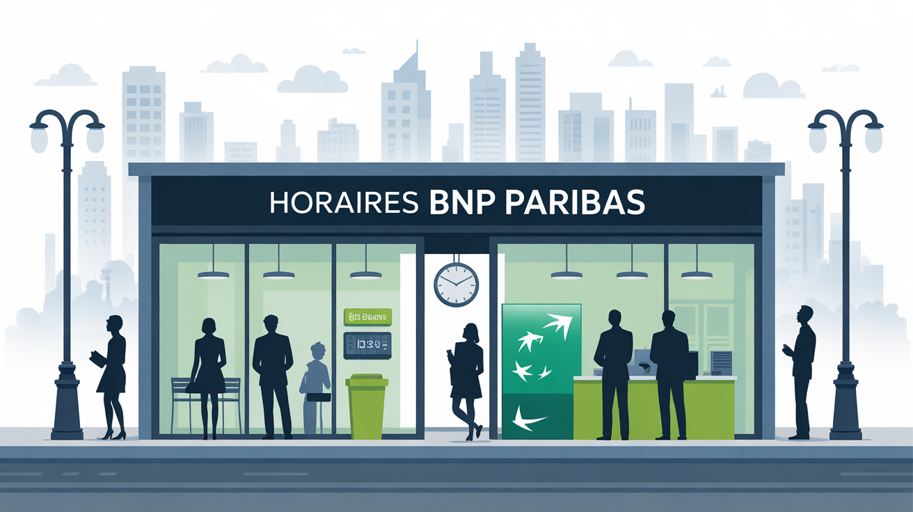 Facade agence BNP Paribas horaires urbain