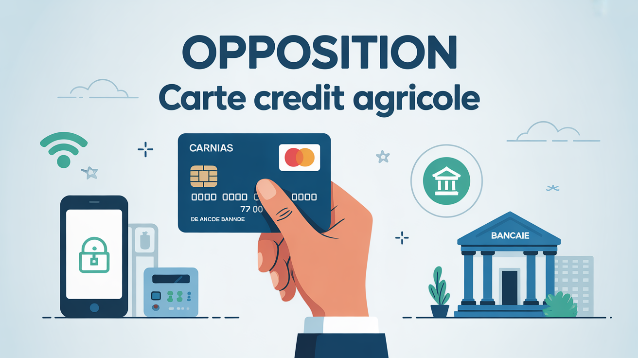 Main tenant carte Crédit Agricole barrée, icônes sécurité