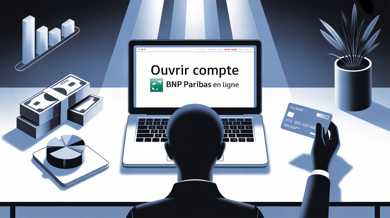 ouvrir compte BNP Paribas en ligne illustration moderne
