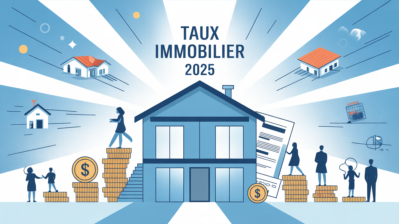 illustration stylisee maison moderne taux immobilier 2025