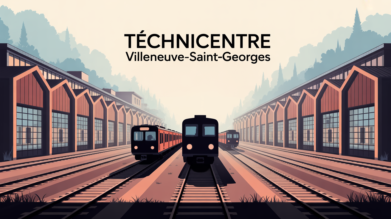 Vue du technicentre Villeneuve-Saint-Georges et ateliers bois