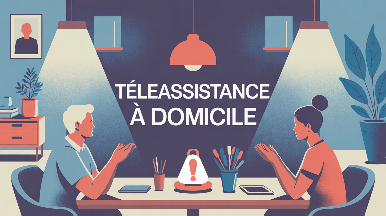 Salon moderne avec boîtier téléassistance à domicile