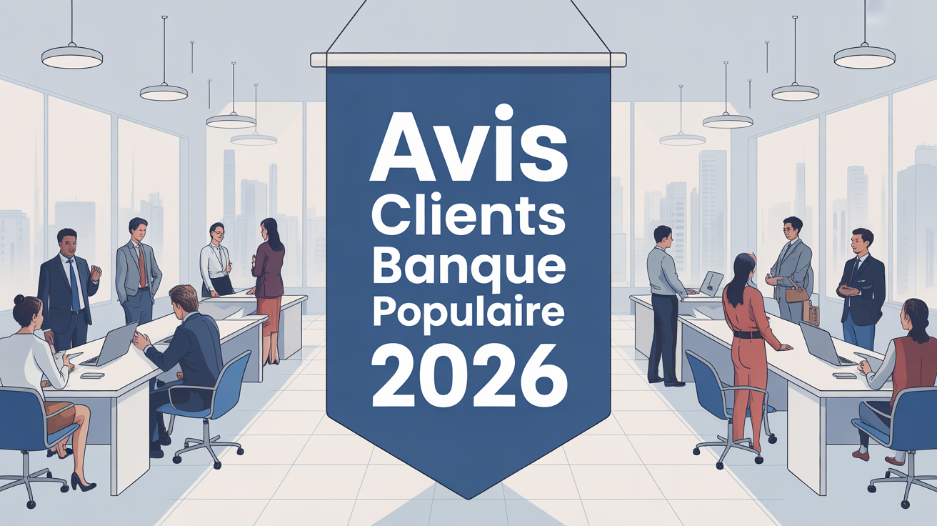 Vue agence Banque Populaire 2026 avec clients et conseillers