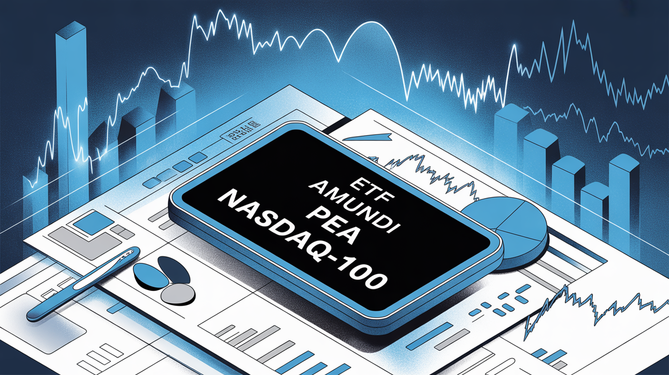 ETF Amundi PEA Nasdaq-100 sur tablette et documents financiers