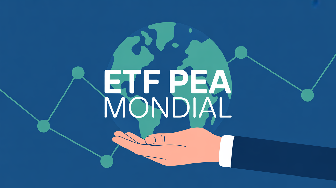 illustration globe etf pea mondial main fond bleu