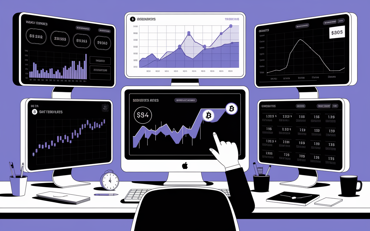 bureaux avec dashboards de suivi flux crypto 2026