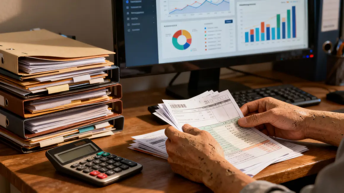 Écran gestion financière dossiers calculatrice PME