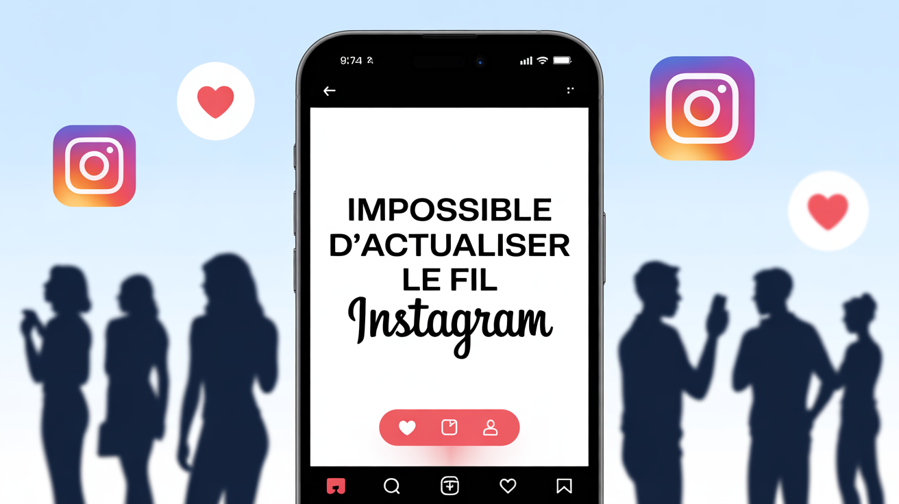fil Instagram bloqué message actualisation smartphone réseaux