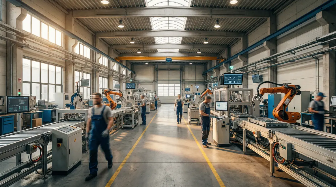 usine moderne industrie 4.0 robots iot automatisation