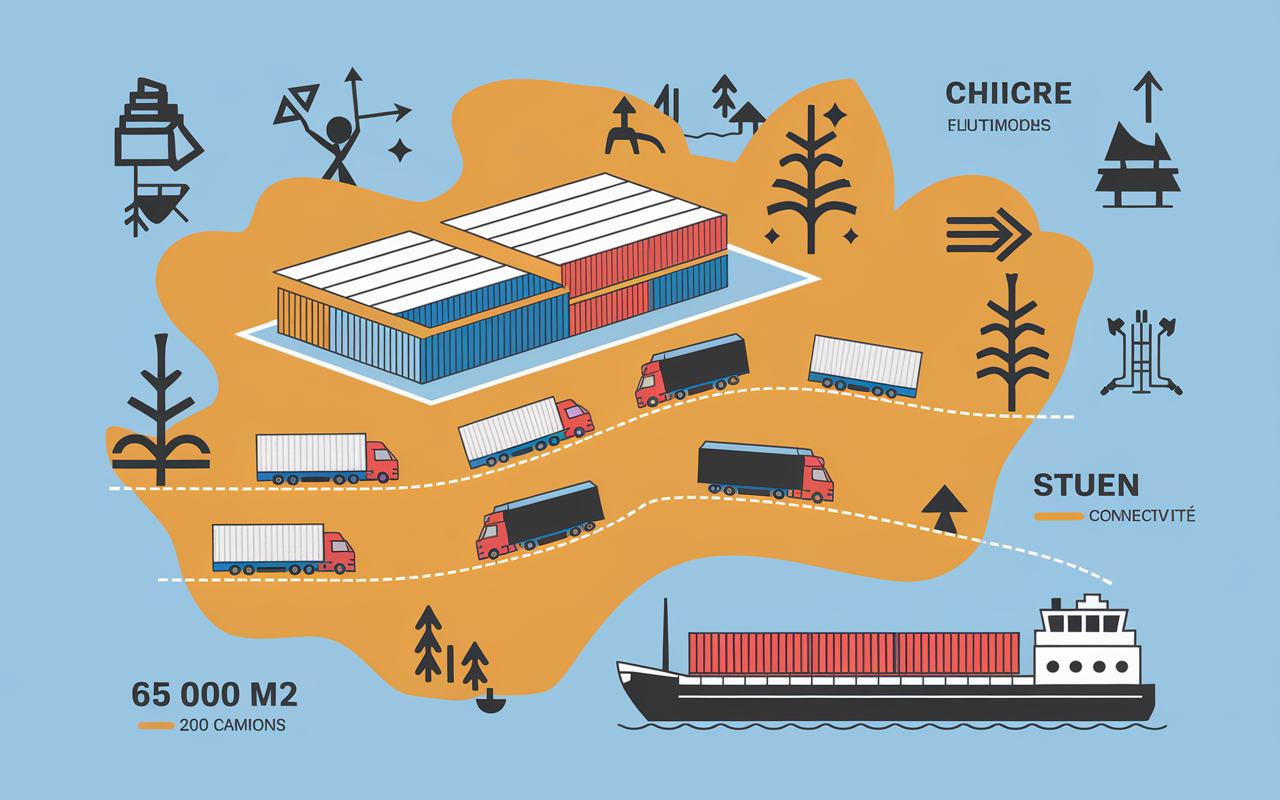 carte du hub Harnes logistique camions connectivité