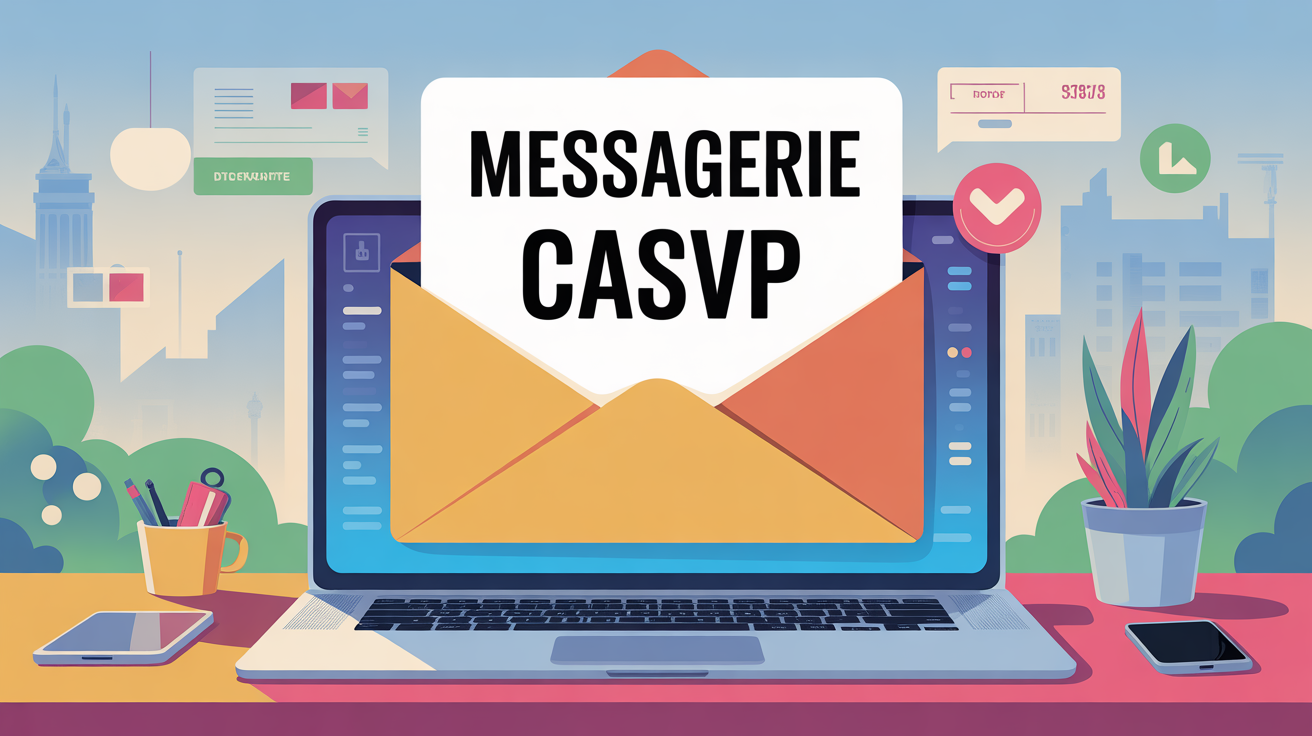 Illustration ordinateur ouvert Messagerie CASVP Ville de Paris