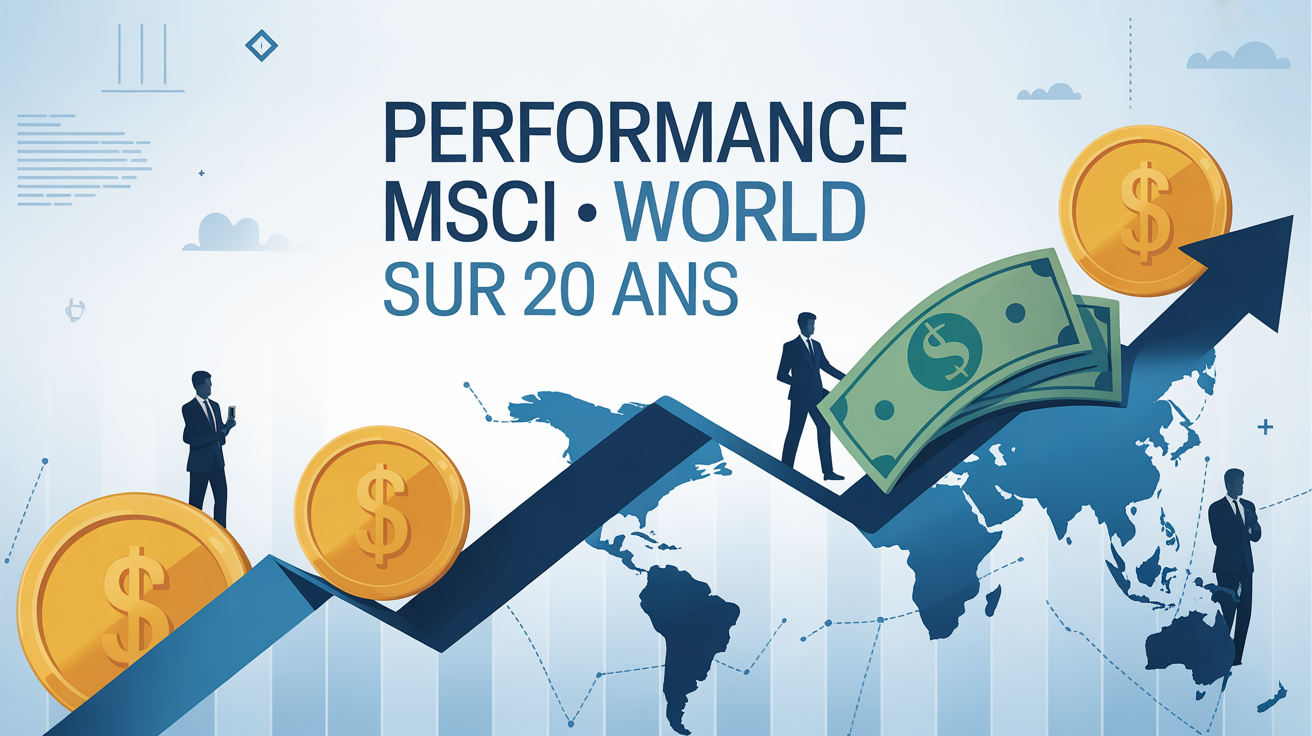 Graphique performance MSCI World fond carte stylisée