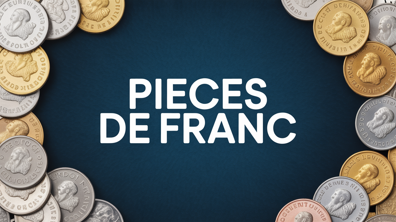 pieces de franc argent or nickel sur fond bleu