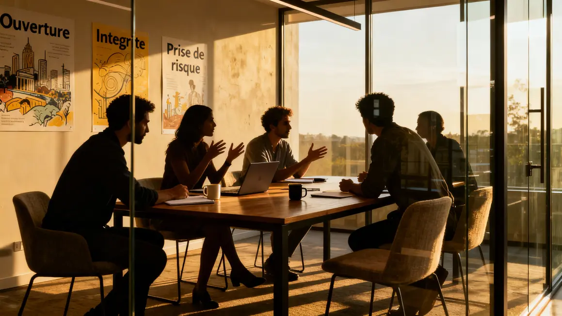 Réunion autour des valeurs, entreprise innovante et collaborative