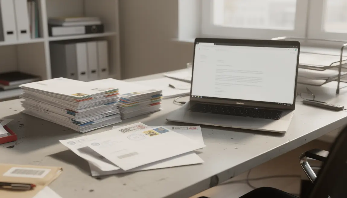 bureau avec lettres recommandées et modèle lettre