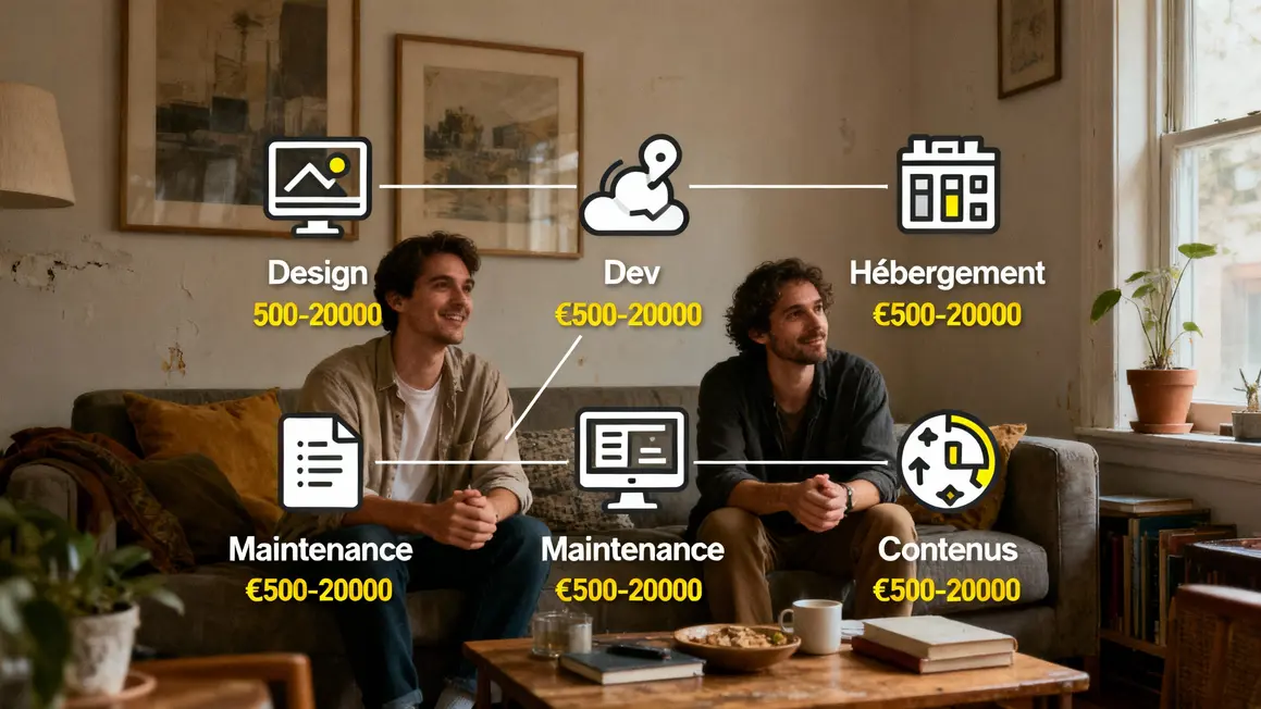 tableau coûts design dev maintenance site web