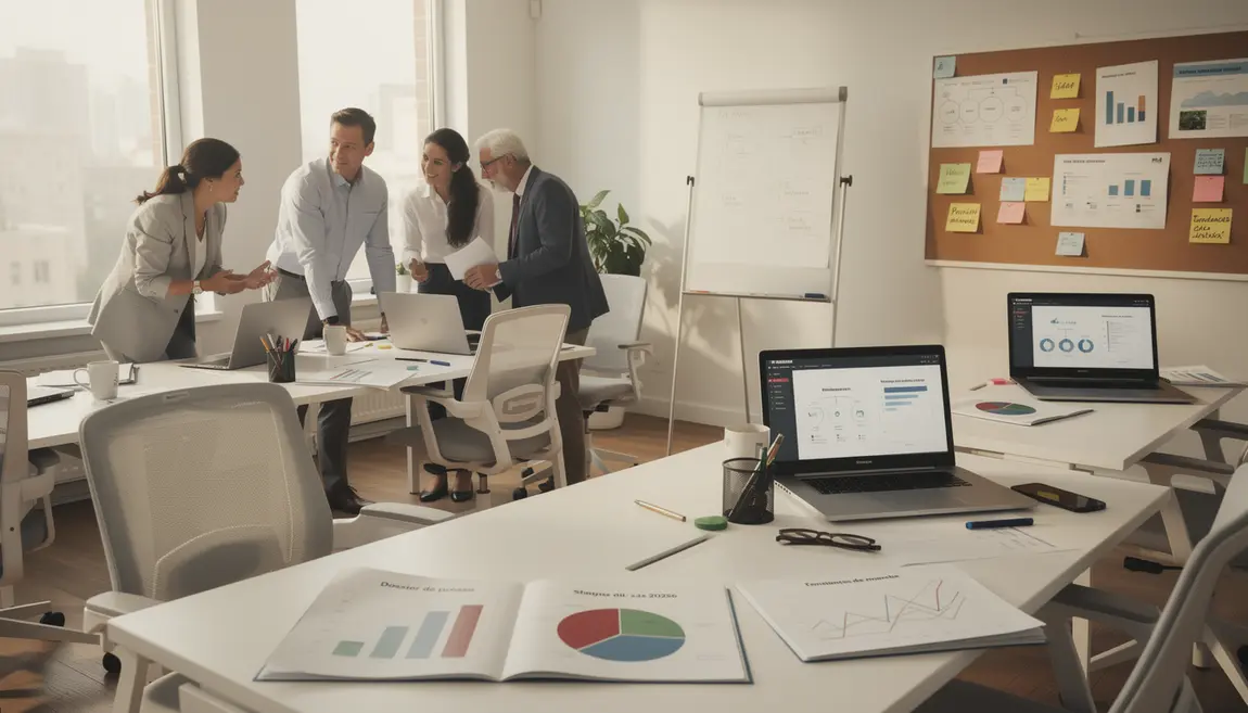 Scene bureau avec dossiers de presse entreprise