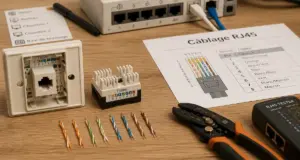 Branchement RJ45 8 fils T568B selon norme NF C 15-100